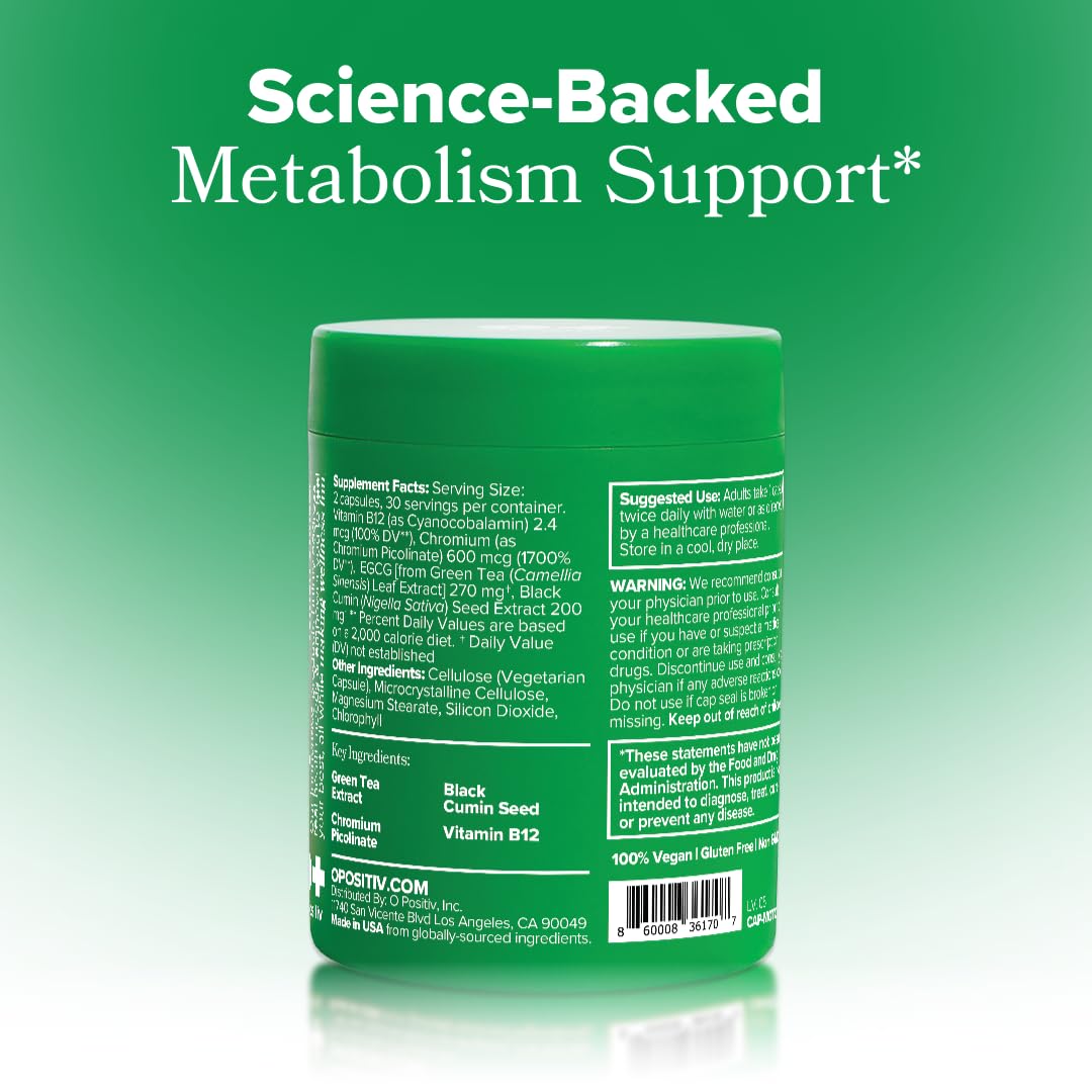 O Positiv Moto Women's Metabolism Support - Energía, frenar los antojos, metabolismo saludable, cápsulas veganas, 60 cápsulas ( 1 Frasco )