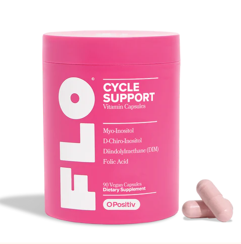 O Positiv FLO Apoyo a la salud ovárica, equilibrio hormonal para mujeres, suplemento con DIM, Myo y D-Chiro inositol, ácido fólico, apoya la ovulación saludable, regularidad del ciclo, 90 cápsulas ( 1 Frasco )