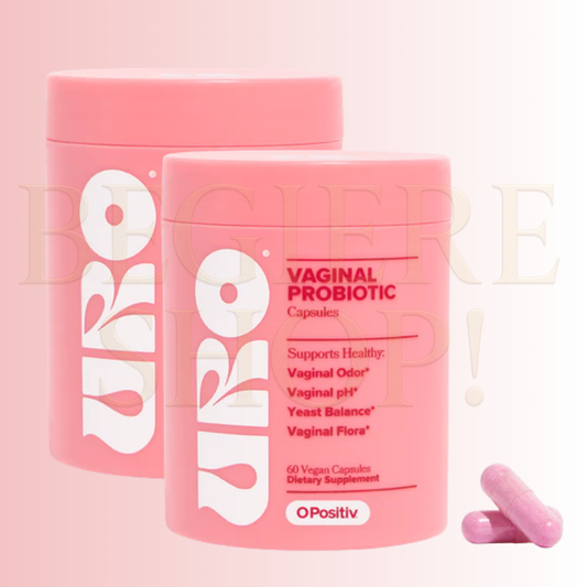 COMBO x2 URO Vaginal Probiotics para la salud vaginal de las mujeres, equilibrio del pH, mezcla de prebióticos y probióticos Lactobacillus, promueve el olor y flora vaginal saludable, 60 cápsulas (2 Frascos)