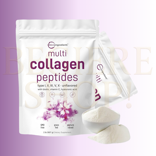 COMBO X2 Multi Collagen Peptides Powder, 16 onzas – Péptidos de proteína hidrolizados | Tipo I, II, III, V, X con ácido hialurónico, biotina y vitamina C – Sin sabor – Apto para Keto y Paleo