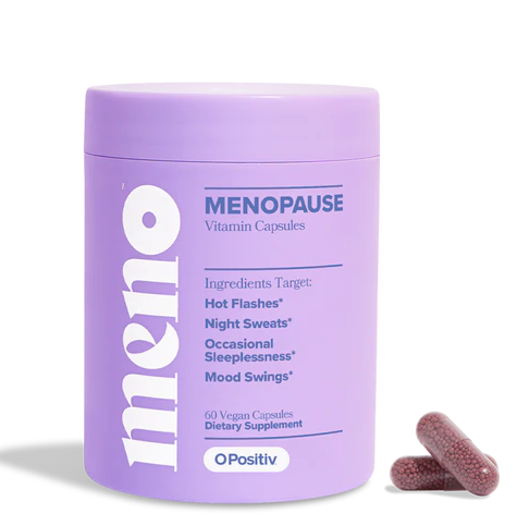 O Positiv MENO Vitaminas para la menopausia – Suplemento de menopausia sin hormonas para mujeres – Cohosh negro y Ashwagandha KSM-66 – Ayuda a aliviar los sofocos, sudores nocturnos, cambios de humor, 60 cápsulas  (1 Frasco)