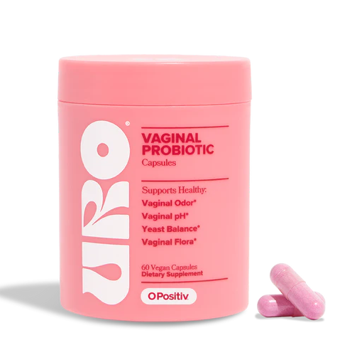 URO Vaginal Probiotics para la salud vaginal de las mujeres, equilibrio del pH, mezcla de prebióticos y probióticos Lactobacillus, promueve el olor y flora vaginal saludable, 60 cápsulas  (1 Frasco)